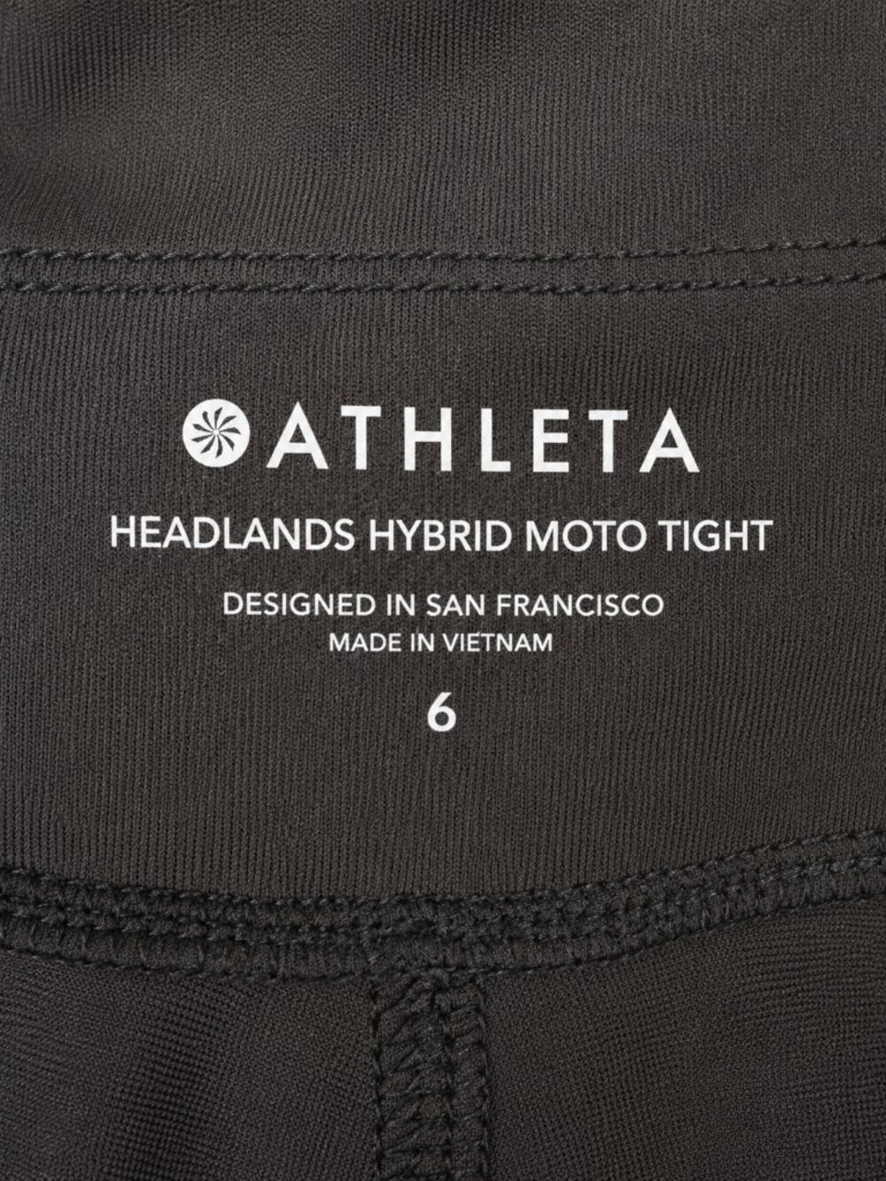 Athleta Headlands Hybrid Moto Tight Black Size 6 Hiking Travel Pants Dark Olive - Picture 4 of 6